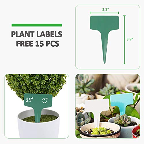 GROWNEER 24 Pack of 6, 8, 10, 12 Inches Clear Plant Saucer Drip Trays, with 15 Pcs Plant Labels, Plastic Plant Pot Saucers Flower Pot Set for Indoor Outdoor Garden, Assorted Sizes, 6 Pcs of Each Size